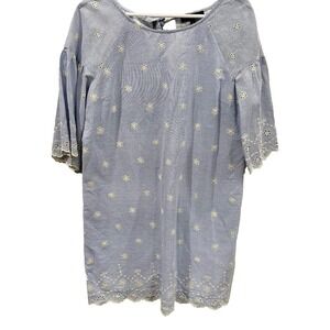 Sanctuary Anthropologie Blue Stripe Eyelet Bell Sleeve Casual Dress Women Boho M